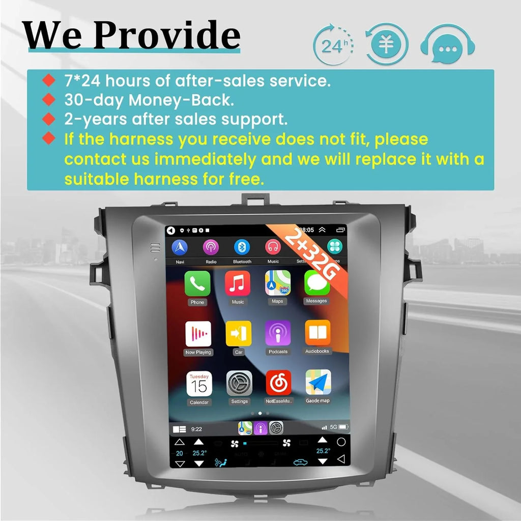 THONZER 9.7 Inch Android Car Stereo for Corolla 2006-2013 with Carplay and Android Auto - Touchscreen Radio GPS WiFi HiFi Mirror Link USB SWC + AHD Backup Camera 2+32G