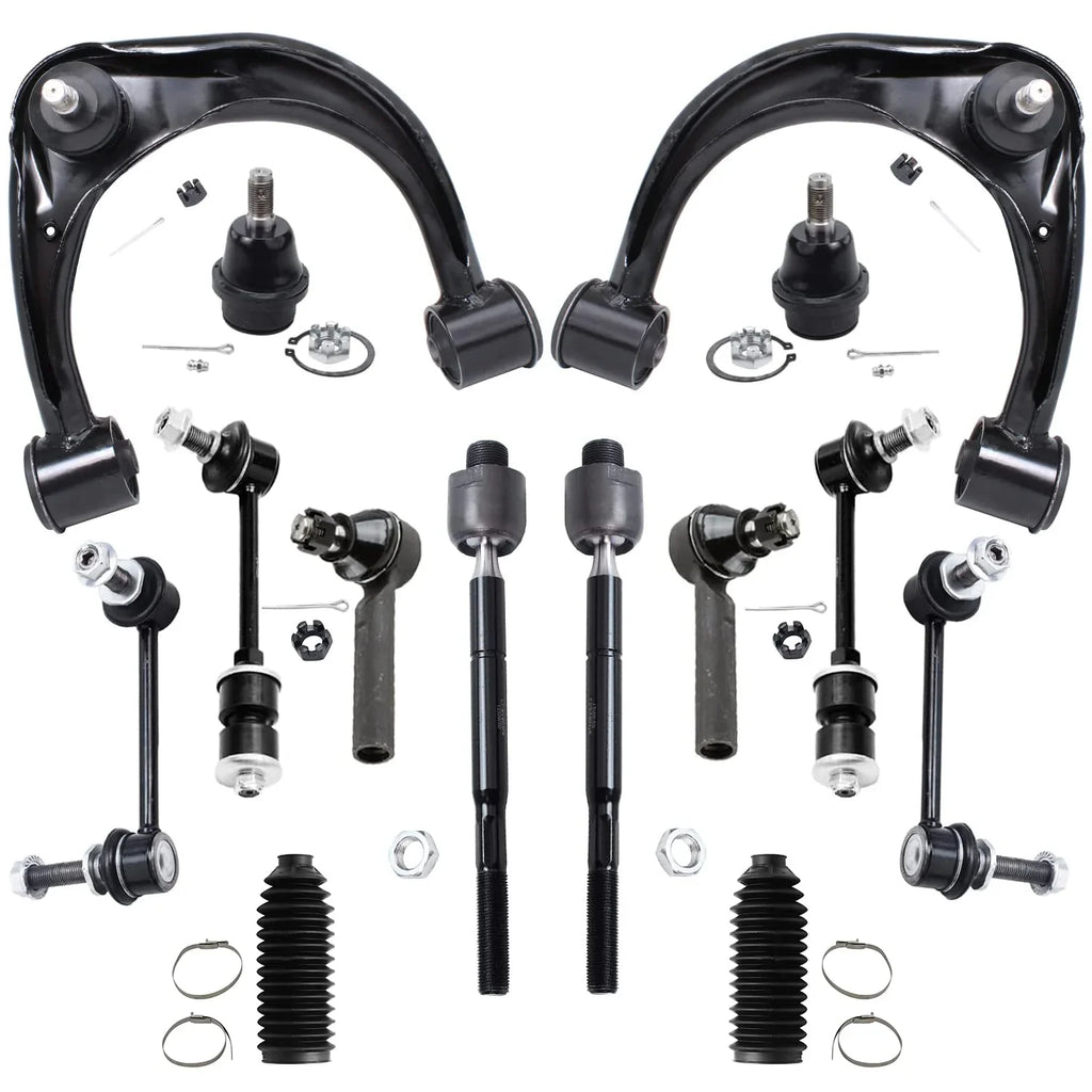 Detroit Axle - 14pc Suspension Kit for 2003-2009 4Runner, 2007-2009 FJ Cruiser, 2 Upper Control Arms w/Ball Joints, 2 Lower Ball Joints, 4 Tie Rods, 4 Sway Bars, 2 Boots, Replacement