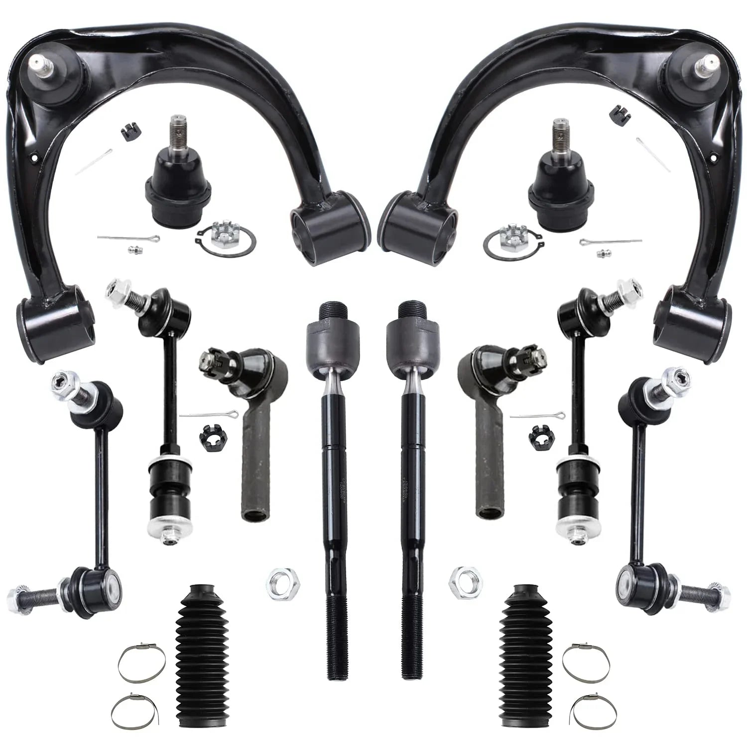 Detroit Axle - 14pc Suspension Kit for 2003-2009 4Runner, 2007-2009 FJ Cruiser, 2 Upper Control Arms w/Ball Joints, 2 Lower Ball Joints, 4 Tie Rods, 4 Sway Bars, 2 Boots, Replacement