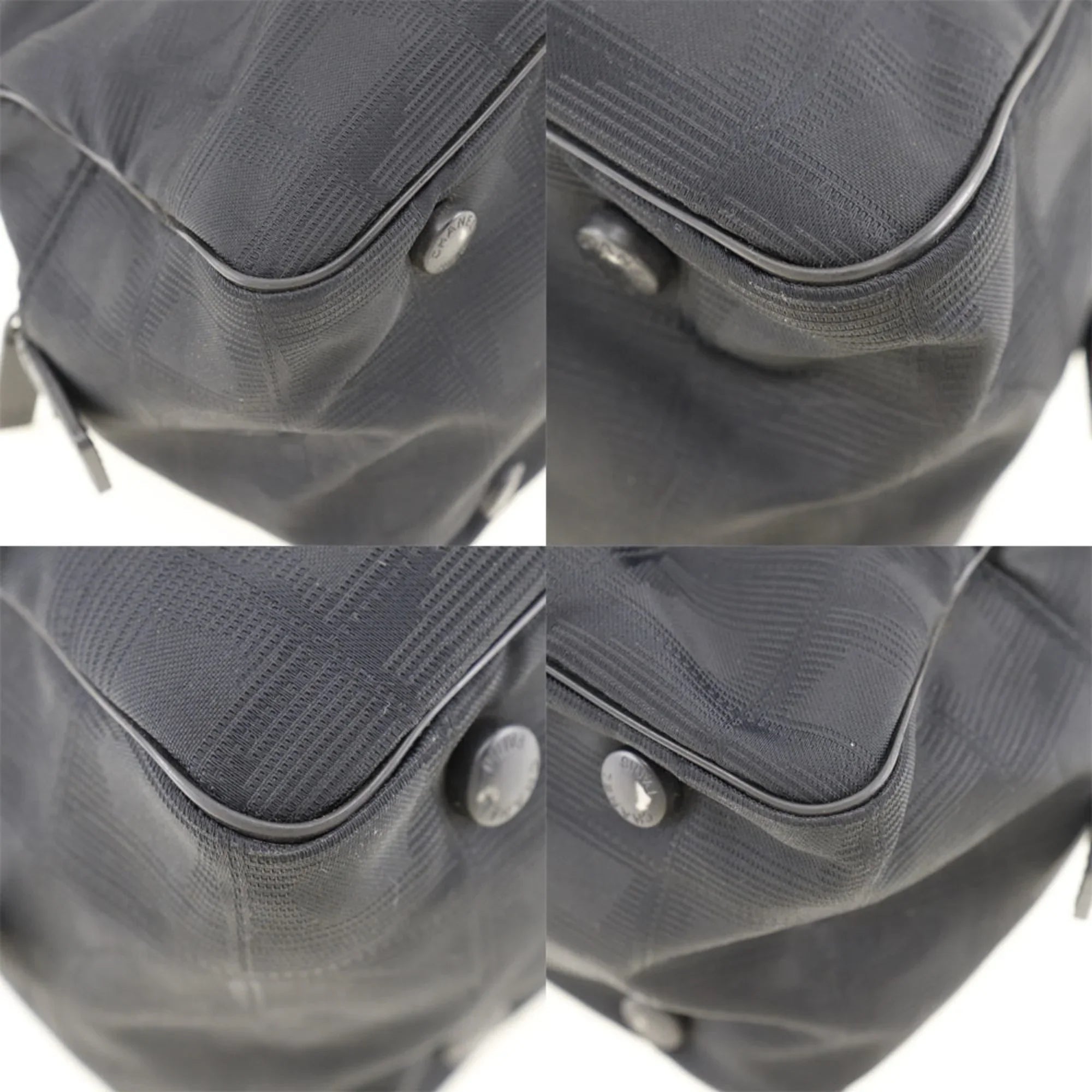 Authenticated Used Chanel Mini Boston New Travel Line A15828 Nylon Canvas Ebony Ladies Handbag