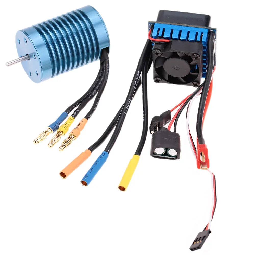 Meterk 3650 4370KV 4P Sensorless Brushless Motor with 45A Brushless ESC（Electric Speed Controller）for 1/10 RC Off-Road Car