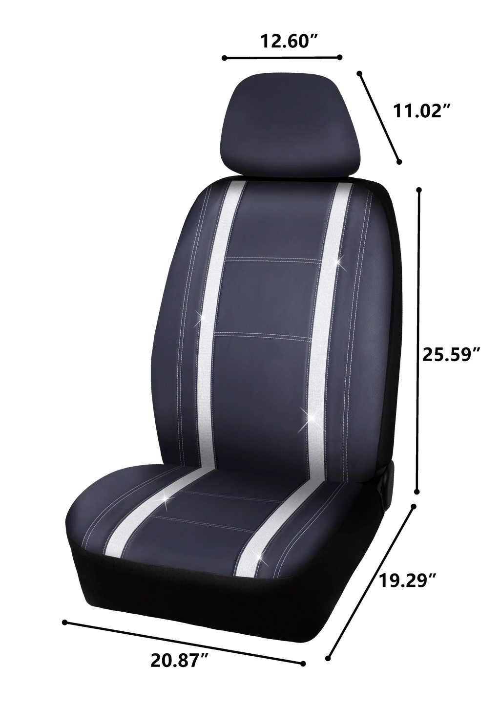 Auto Drive 2 Piece Checker Diamond Car Seat Cover Premium Leather Ebony Universal Fit - 2102SC035
