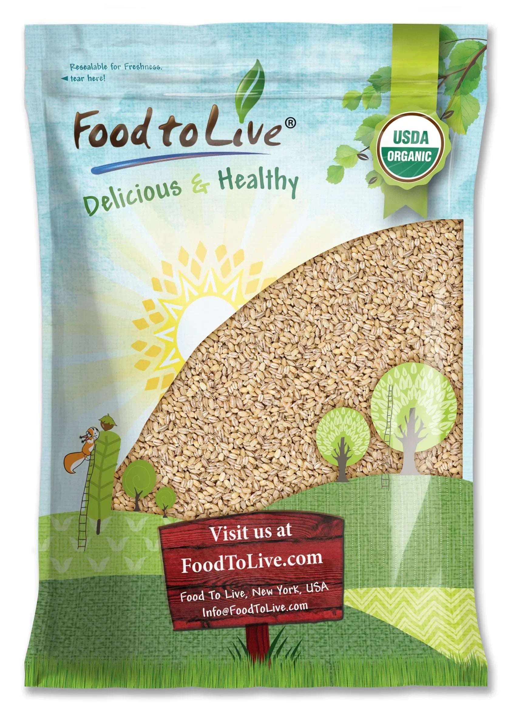 Organic Pearl Barley, 15 Pounds — Non-GMO, Kosher, Raw, Vegan — by Food to Live