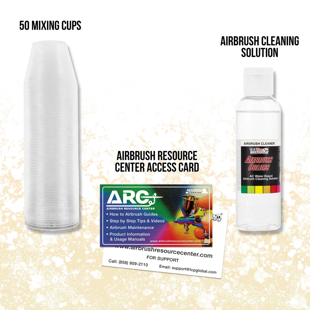 Pro Airbrush System w/ 3 Airbrushes Deluxe Air Compressor & 6 Paint Colors