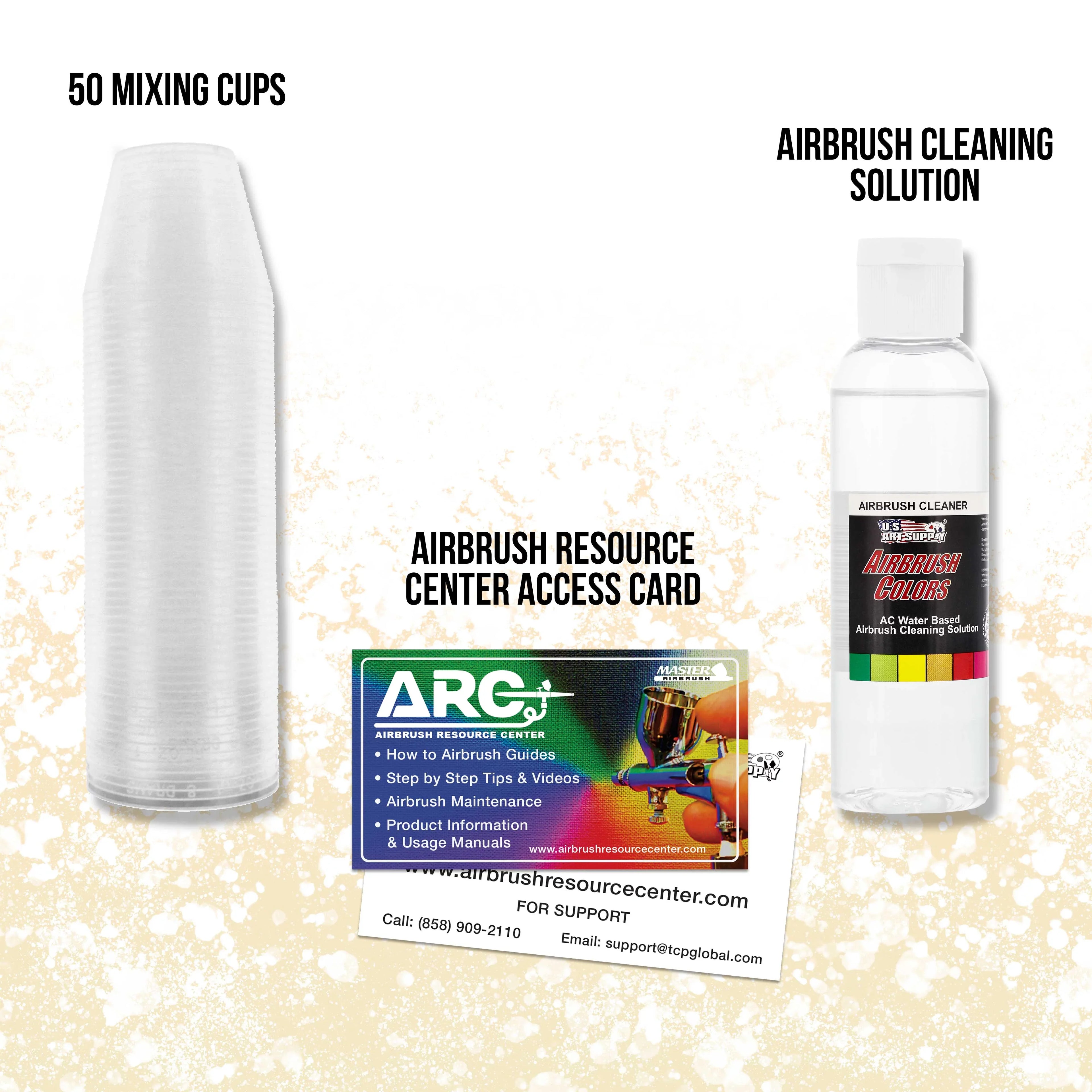 Pro Airbrush System w/ 3 Airbrushes Deluxe Air Compressor & 6 Paint Colors