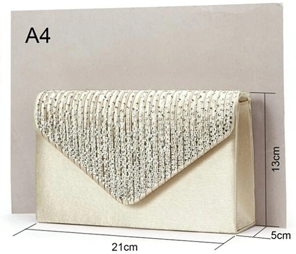U-Story Women's Rhinestone Satin Frosted Evening Wedding Clutch Bag Handbag Purse