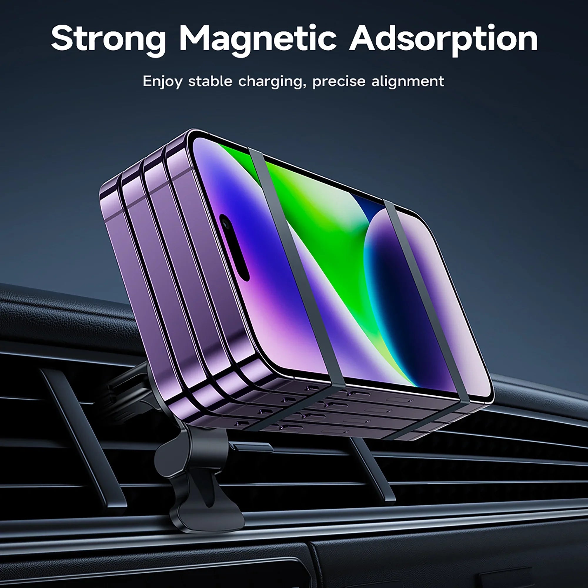 HOCO Magnetic Wireless Car Charger Air Vent Car Phone Holder Mount 15W QI Fast Charging Compatible for iPhone,,Huawei,etc