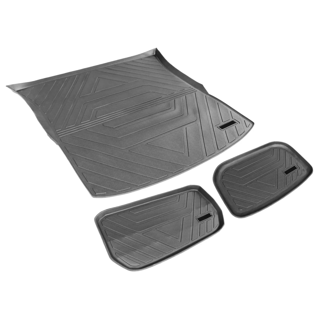 Ikon Motorsports Trunk Mats Cargo Liner Compatible with 2020-2023 Tesla Model Y Jet TPE All Weather Waterproof Anti-Slip Frunk Trunk Under Cargo Storage Liner Mat Interior Accessories 3PCS