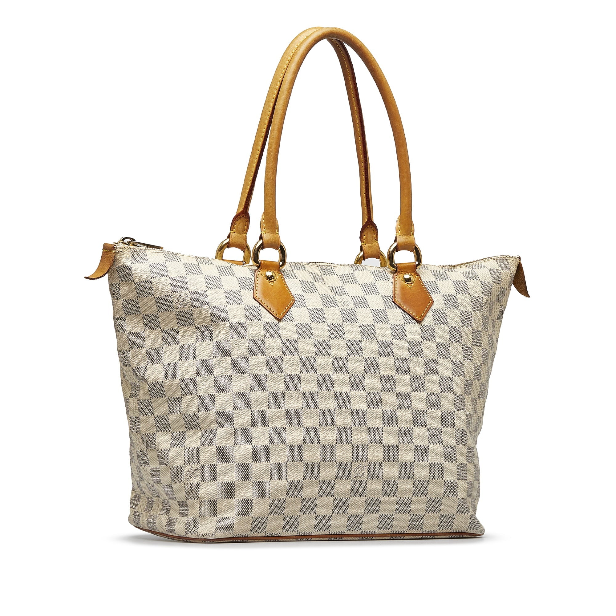 Pre-Owned Authenticated Louis Vuitton Damier Azur Saleya MM Canvas White Tote Bag Unisex (Good)