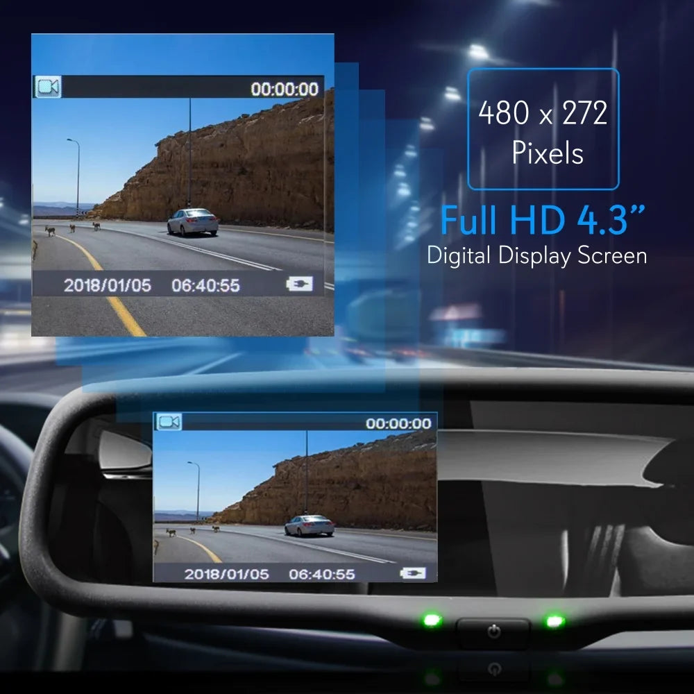 PYLE PLCM4590WIR - 2.4Ghz Rearview Mirror Monitor & Backup Camera System with Wireless Video Transmission, 4.3'' -inch Display Screen