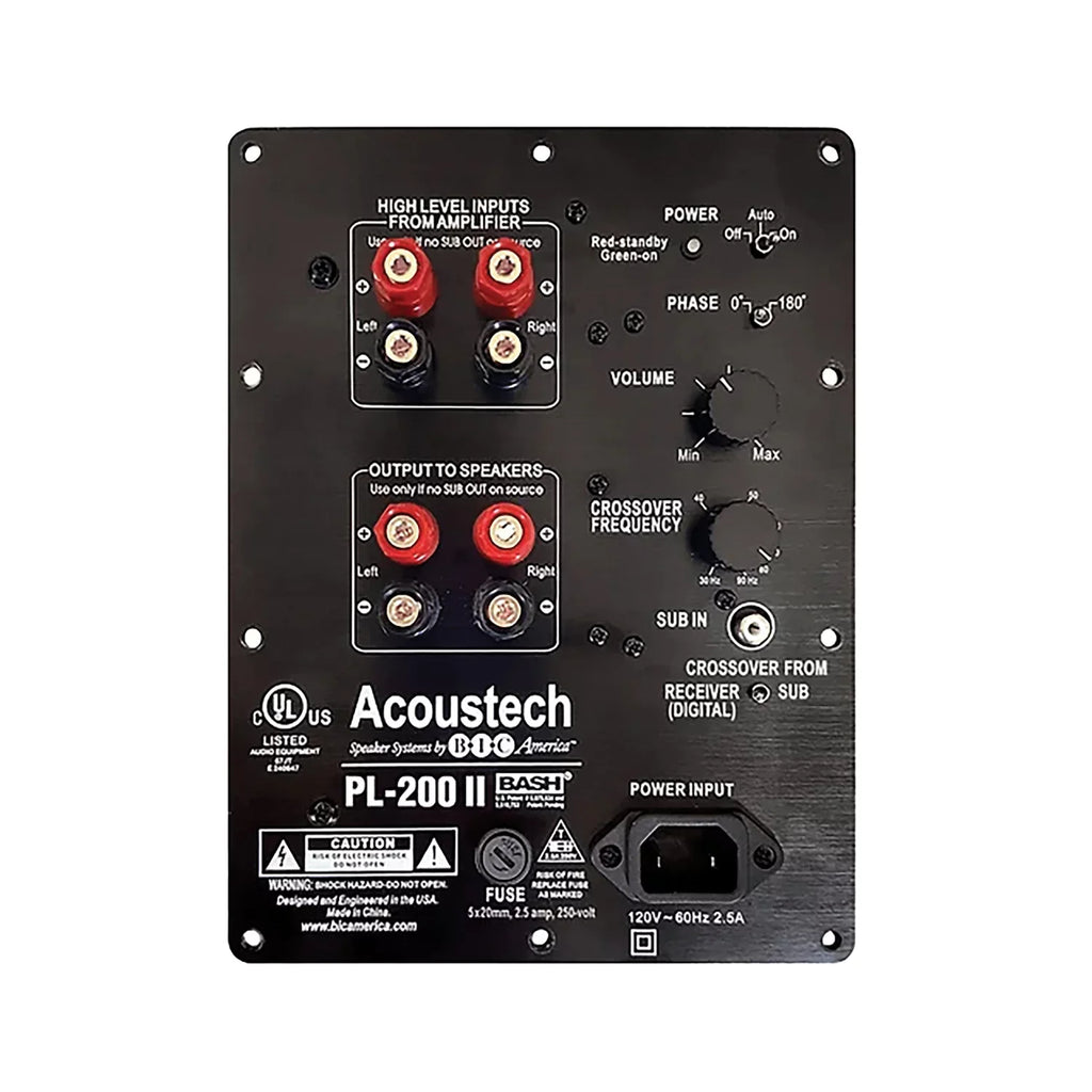 BIC America PL-200II Acoustech PL-200 II Indoor 250-Watt-Continuous Powered Subwoofer, Dark