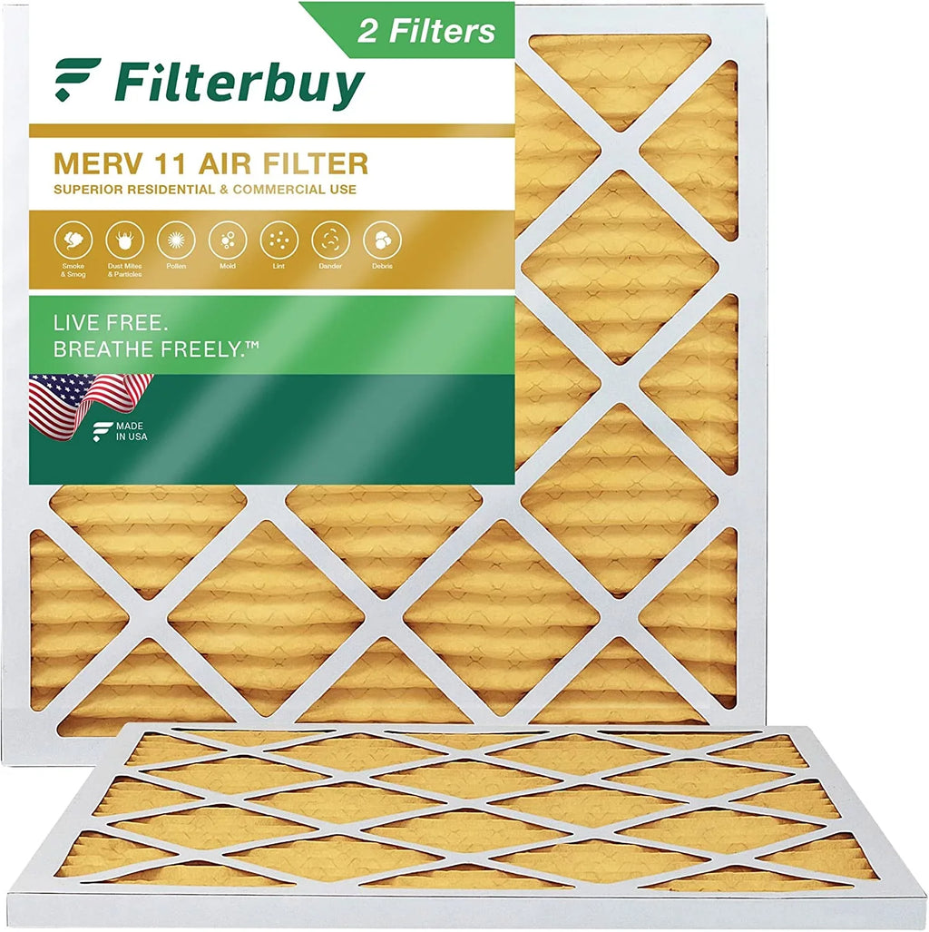 Filterbuy 17x17x1 MERV 11 Pleated HVAC AC Furnace Air Filters (2-Pack)