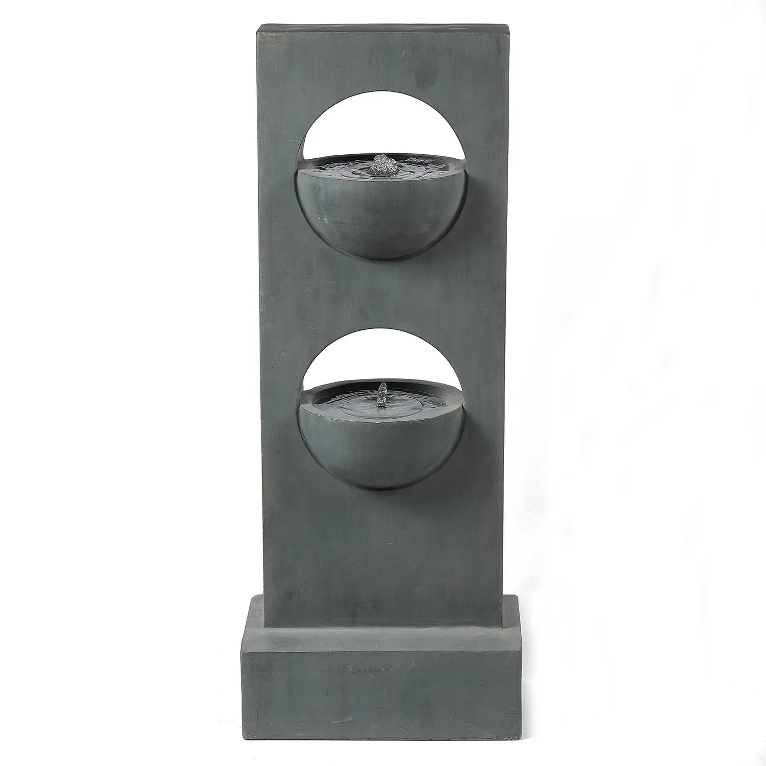 HomeStock Vintage Visions Gray Cement Column Two Tier Bowl Bubbler Outdoor Fountain