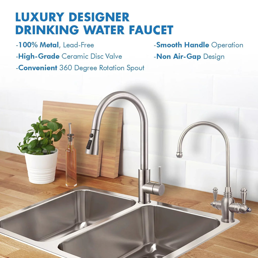 APEC Arlington 2-Handle Instant Hot and Cold Reverse Osmosis Drinking Water Dispenser Faucet in Brushed Nickel