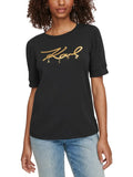 Karl Lagerfeld Paris Womens Logo Cotton Pullover Top