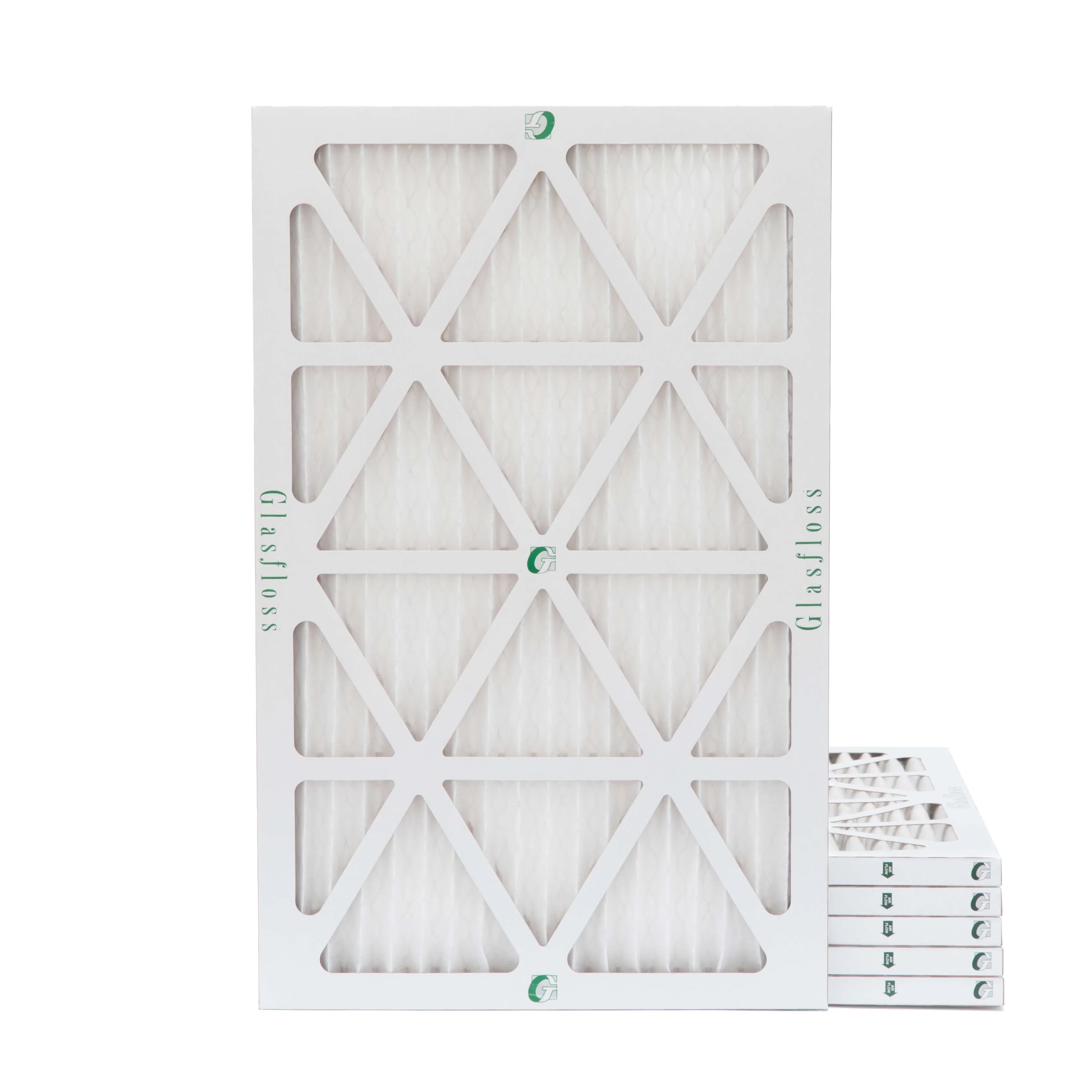6 Pack of 12x25x1 MERV 10 Pleated Air Filters by Glasfloss. Actual Size: 11-1/2 x 24-1/2 x 7/9