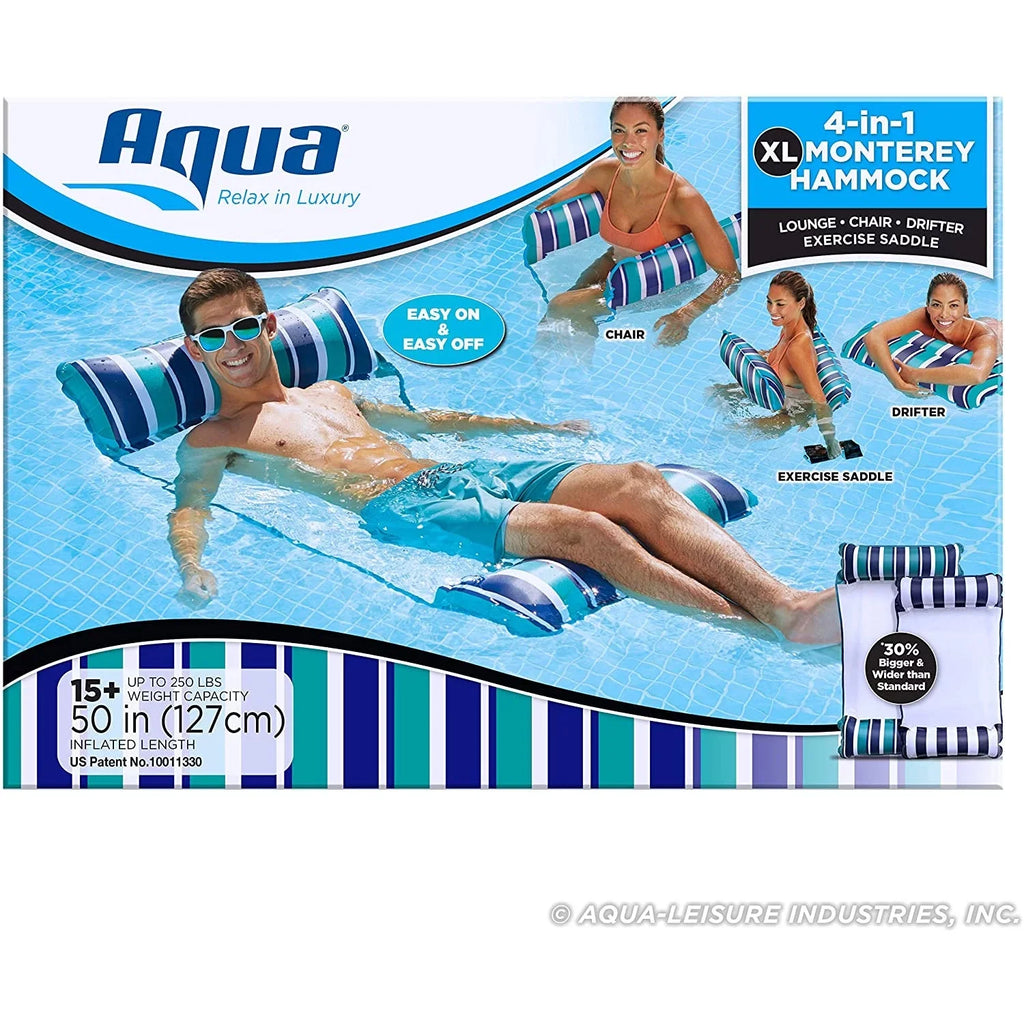 Aqua Deluxe Monterey XL Hammock 4 in 1 Multi Purpose Float, Teal (2 Pack)