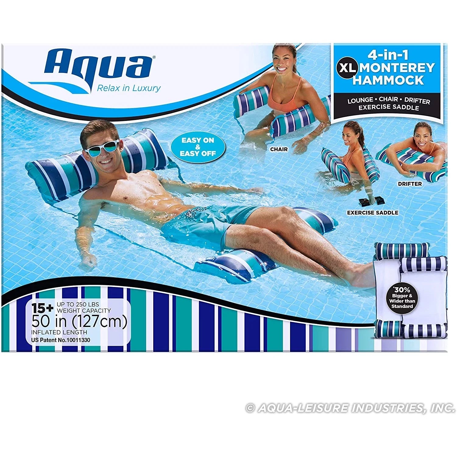 Aqua Deluxe Monterey XL Hammock 4 in 1 Multi Purpose Float, Teal (2 Pack)