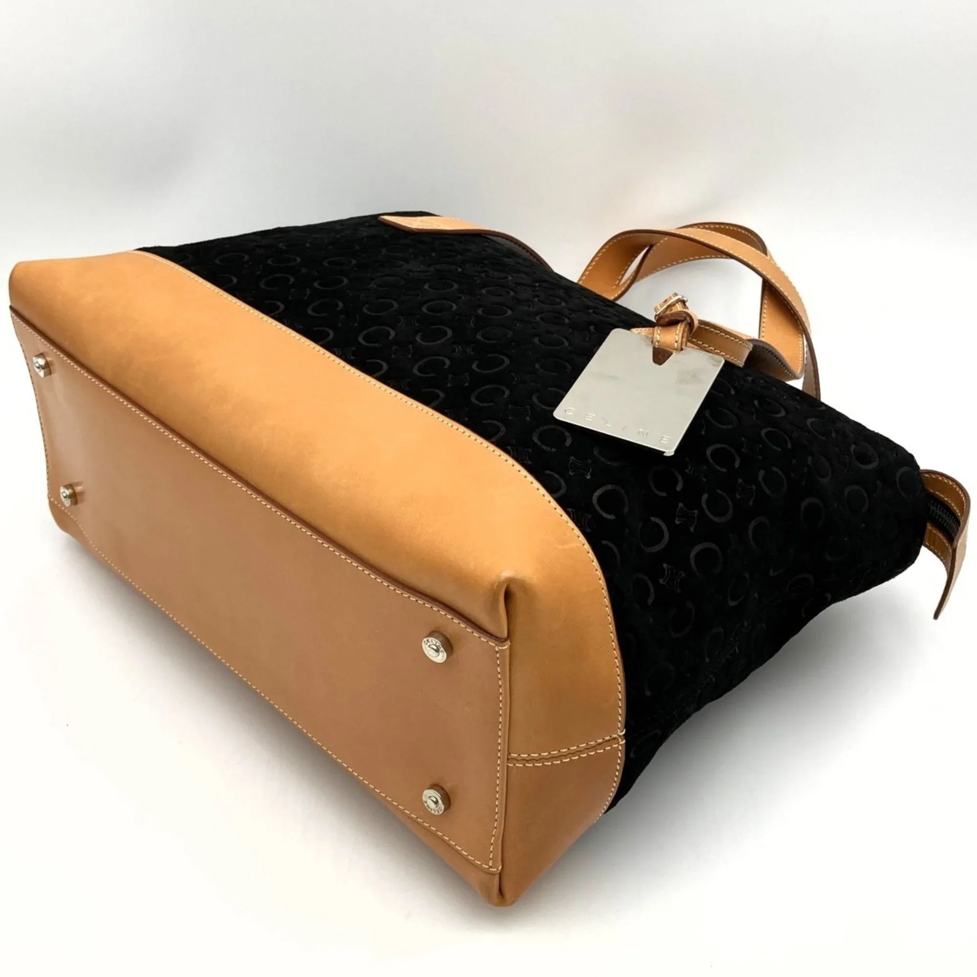 Pre-Owned CELINE C macadam tote bag handbag Ebony suede leather ladies fashion MC00 1 USED (Good)