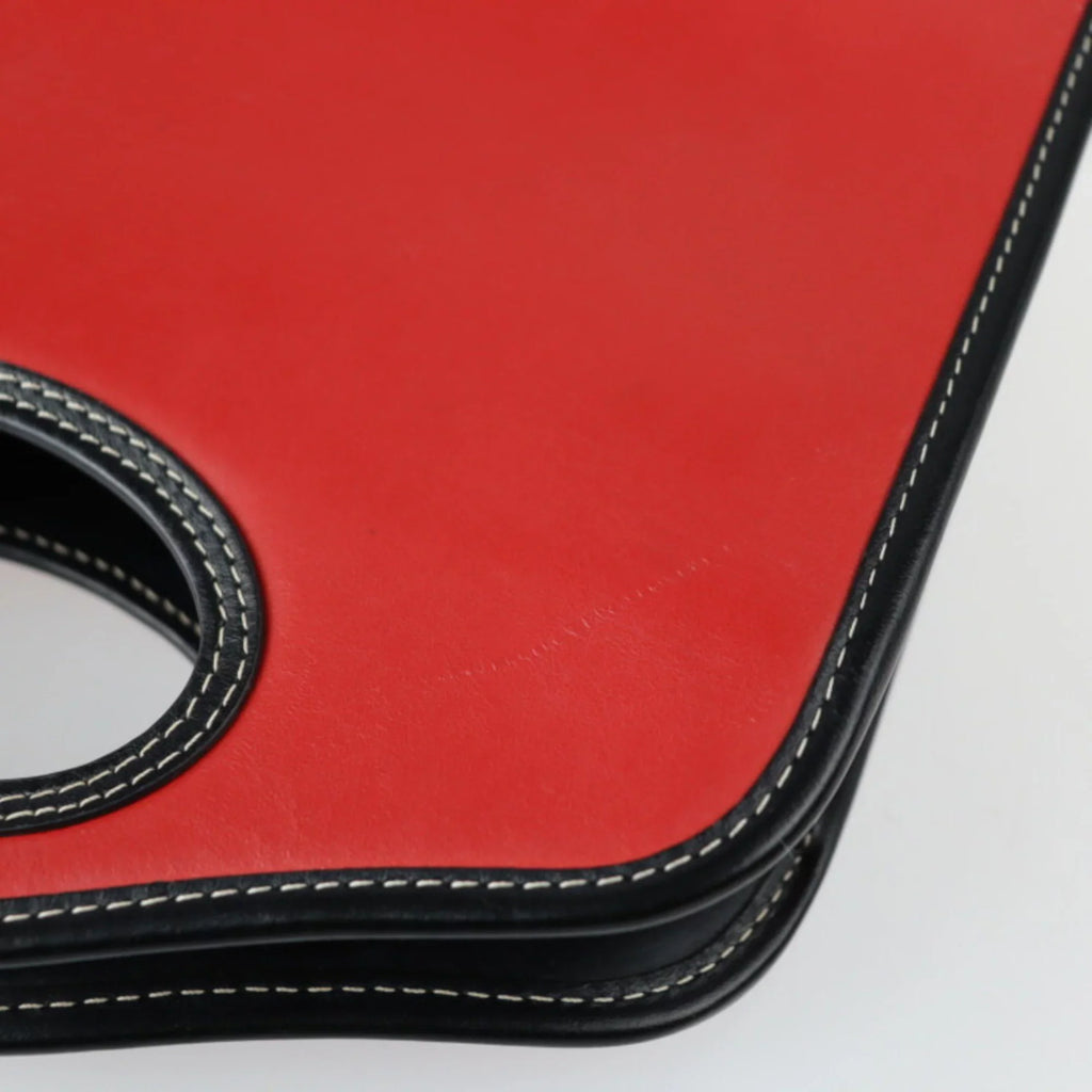 Pre-Owned BURBERRY Burberry mini pocket bag handbag leather nylon canvas red Dark multicolor gold metal fittings check pattern 2WAY shoulder (Good)