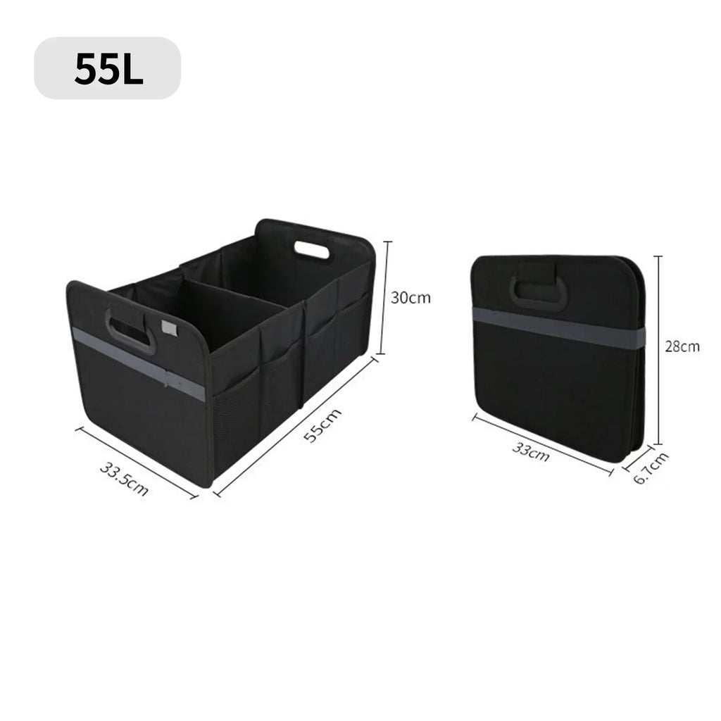 Nebublu Car Trunk Storage Box, 55L Capacity, Oxford Cloth Folding Organizer, Practical Automotive Cargo Solution