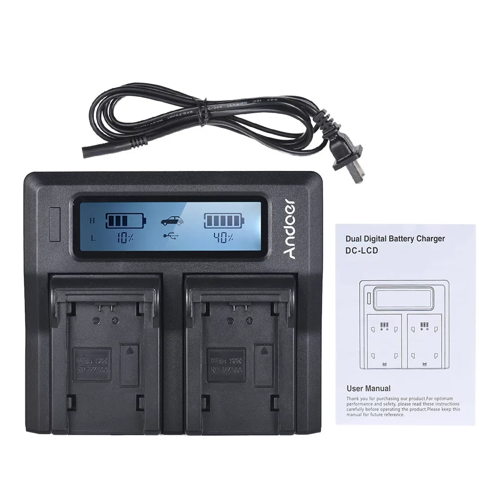 Andoer LCD Dual Channel Camera Battery NP-FZ100 Replacement for A7III A9 A7RIII A7SIII Models