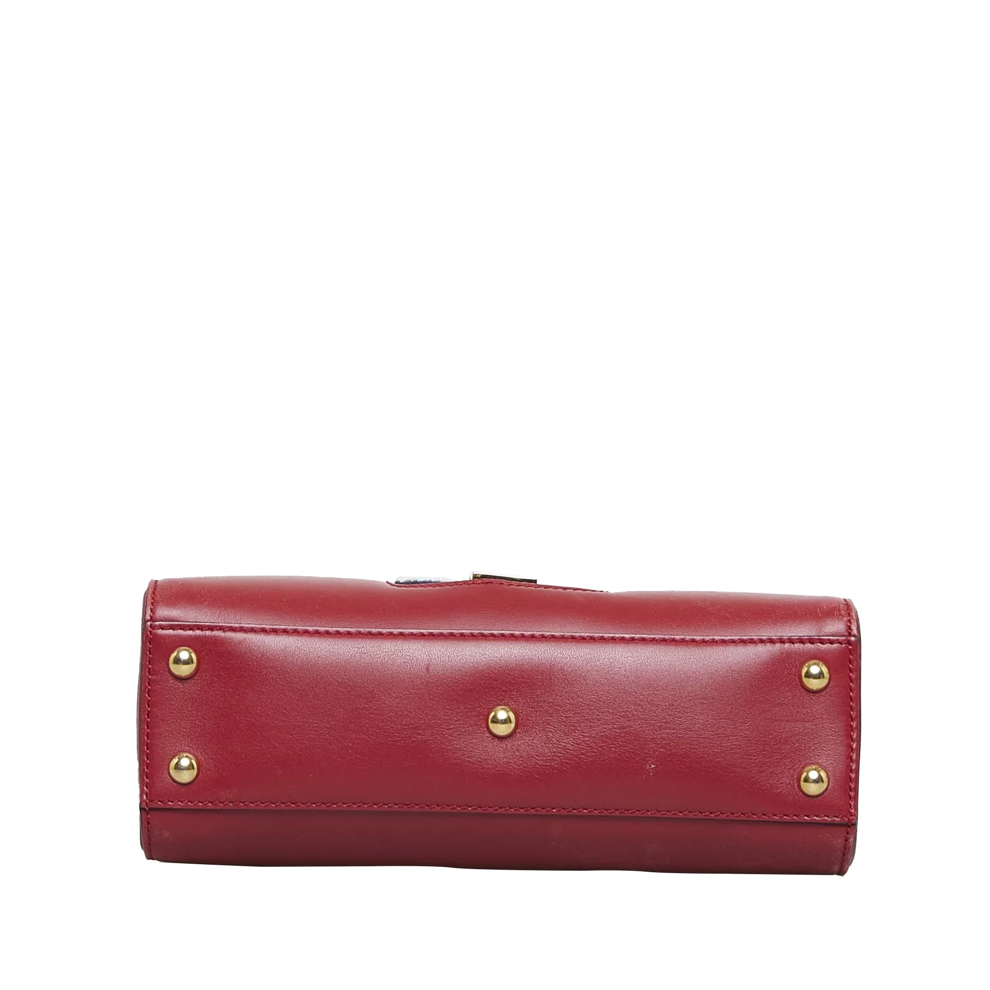 Pre-Owned Authenticated Gucci Sylvie Satchel Calf Leather Red Unisex (Good)