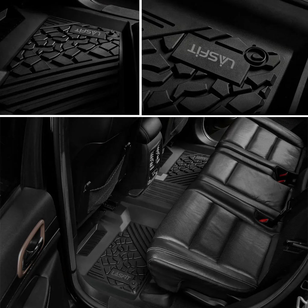 Lasfit Car Floor Liners for 2016-2021 Jeep Grand Cherokee (NOT Jeep Cherokee ) & Jeep Grand Cherokee WK 2022, All Weather TPE Vehicle Floor Mats Set, 1st and 2nd Row, Fit Bench Seating only, Jet