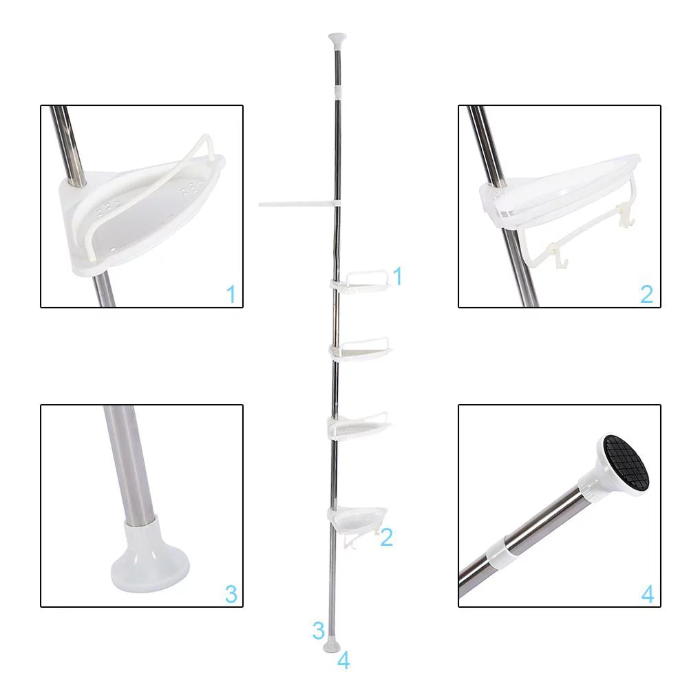 Vobor 4 Layer White Bathroom Shower Shelf Corner Organizer Shower Caddy with 4 Shelves, White