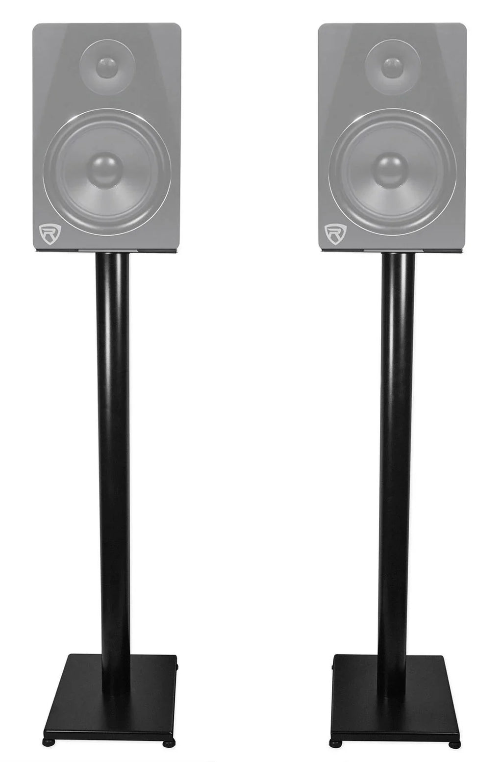 Pair Rockville RS37B 37" Steel Bookshelf Speaker / Studio Monitor Stands in Dark