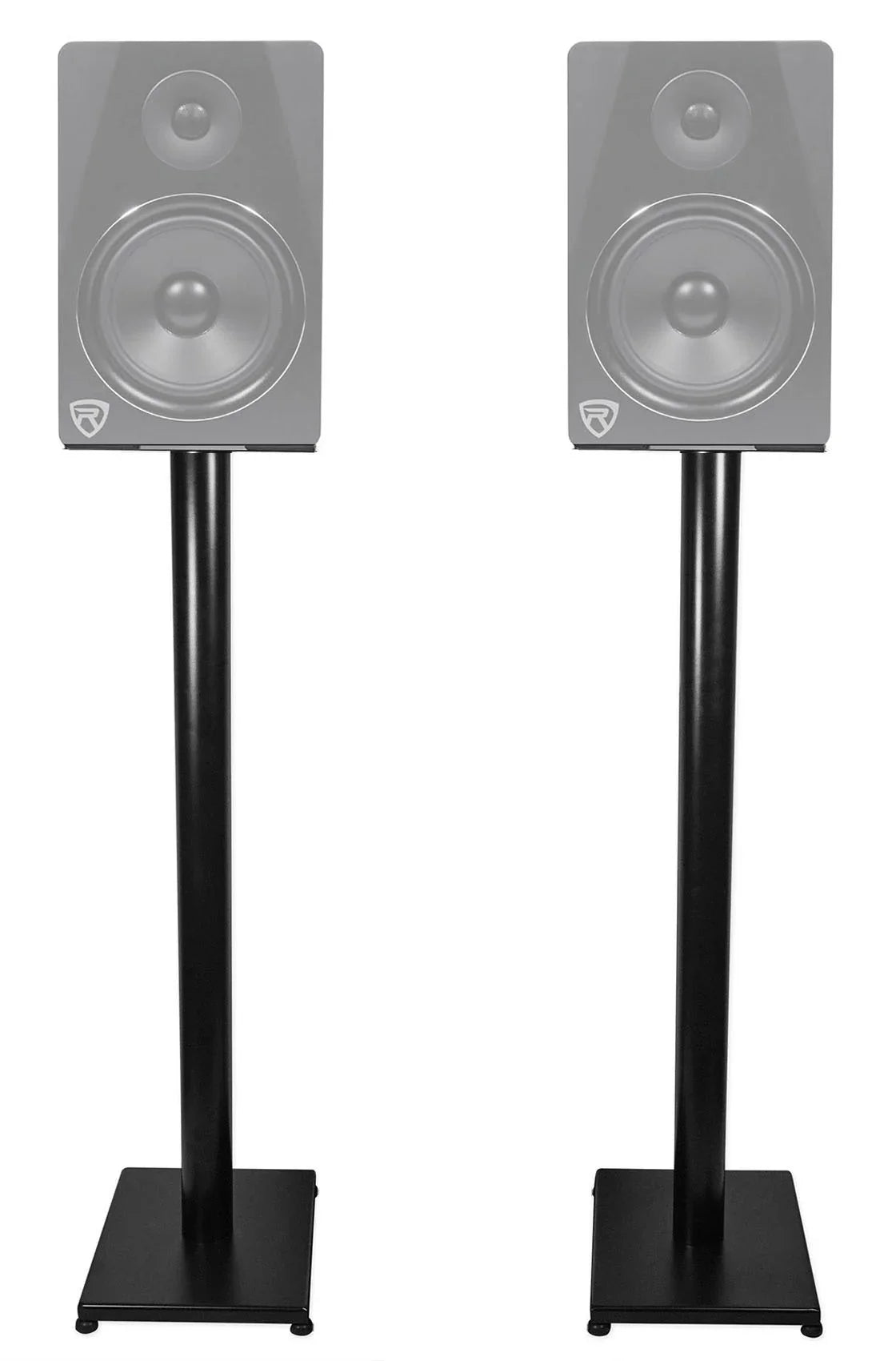 Pair Rockville RS37B 37" Steel Bookshelf Speaker / Studio Monitor Stands in Dark