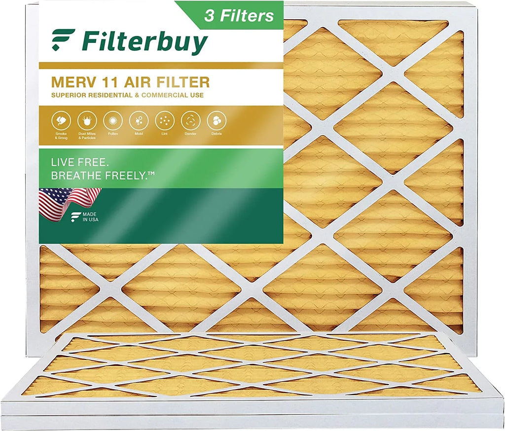 Filterbuy 16.38x21.5x1 MERV 11 Pleated HVAC AC Furnace Air Filters (3-Pack)