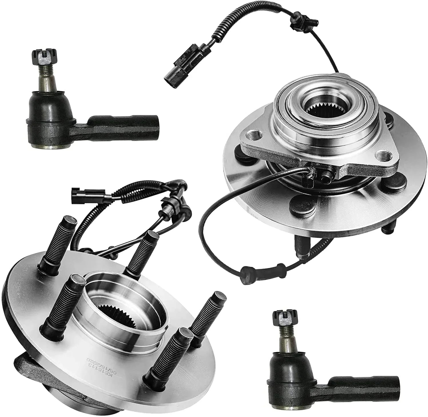 Detroit Axle - 5LUG Front Wheel Bearing & Hubs Assembly and Outer Tie Rods Replacement for 2006 2007 2008 Dodge Ram 1500 [Excludes Mega Cab]