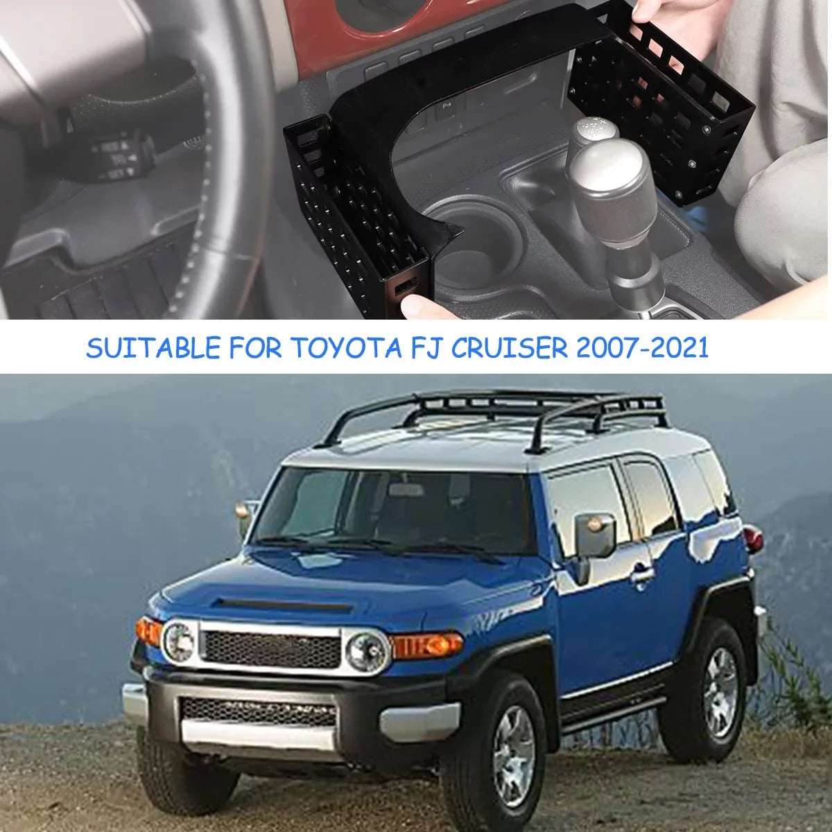 Tinki Car Shifter Storage Box Compatible with Toyot@ FJ Cruiser 2007-2021, Jet 5.3in,1PCS