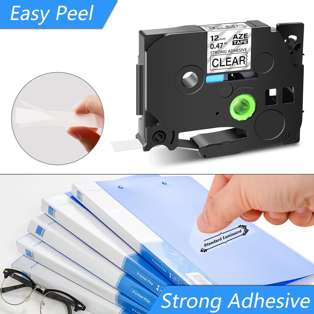 GREENCYCLE 30PK Compatible for Brother P-touch Ebony on Clear 12mm TZ TZe TZe-S131 TZ-S131 TZ-131 TZe-131 Extra Strength Laminated Label Tape