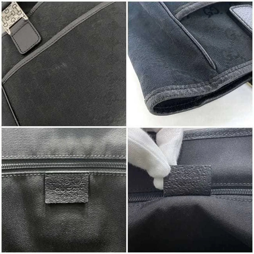 Pre-Owned Gucci Tote Bag Dark Silver Horsebit 145810 Canvas Leather GUCCI Handbag Ladies (Good)