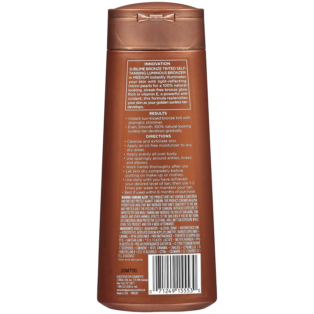 L'Oreal Sublime Bronze, Tinted Self-Tanning Luminous Bronzer, Medium 6.7 oz