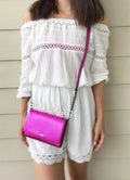 NWT Kate Spade Cedar Street Cami Clutch Bag Pink Metallic Bajarose Crossbody