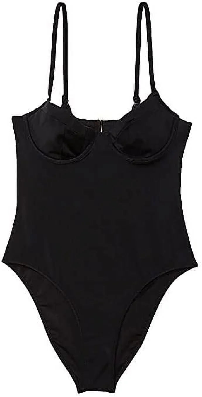 Medium Victoria's Secret Essential Wicked One-Piece Swimsuit Ebony Underwire M New