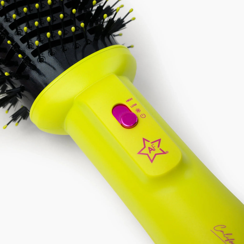 4 in 1 Hair Dryer & Styler, Round Volumizing Blowout Brush, 3 Temp Settings, Professional Salon Quality Tool Hot Brush, Anti-Frizz Negative Ion, California Collection, Yellow