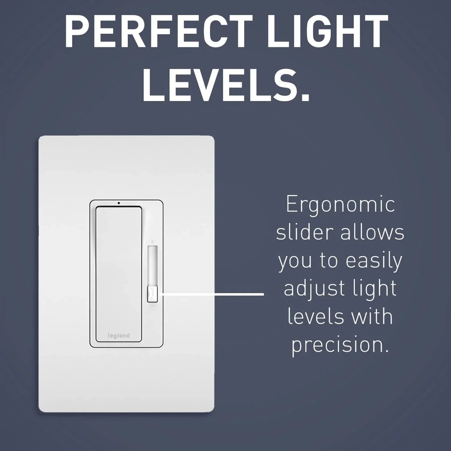 Legrand - Pass & Seymour Radiant Dimmer Light Switch, Single Pole Dimmer Switch and 3 Way Rocker Wall Switch, Interchangeable Tri-Color Faceplates Paddle Dimmer, RHCL453PTCCCV4, 1 Count