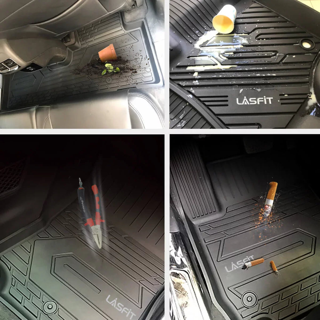 Lasfit Car Floor Liners for 2016-2021 Jeep Grand Cherokee (NOT Jeep Cherokee ) & Jeep Grand Cherokee WK 2022, All Weather TPE Vehicle Floor Mats Set, 1st and 2nd Row, Fit Bench Seating only, Jet