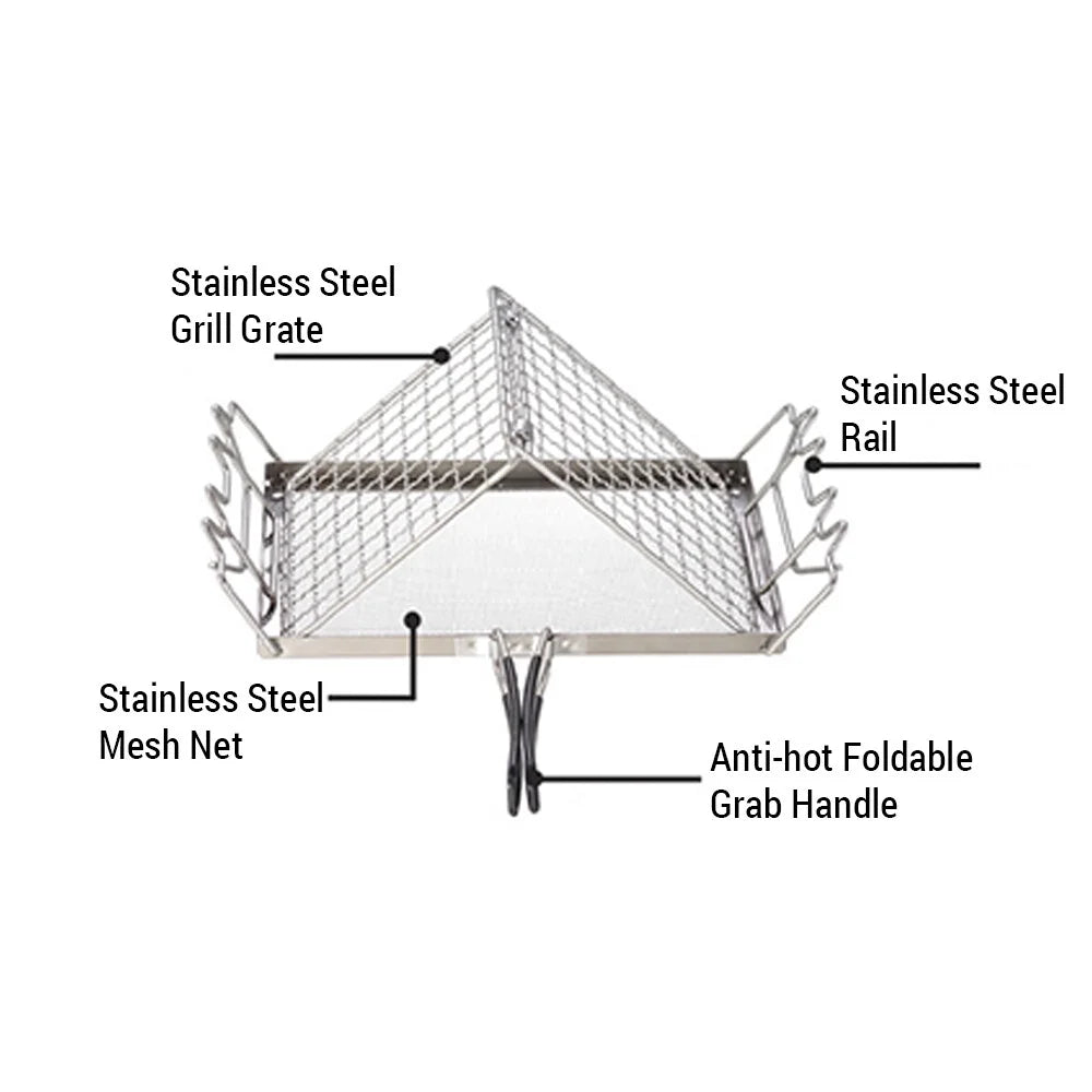 FlyFlise Folding Camp Stove Toaster Stainless Steel Bread Toaster Rack for Camping Backpacking Picnic