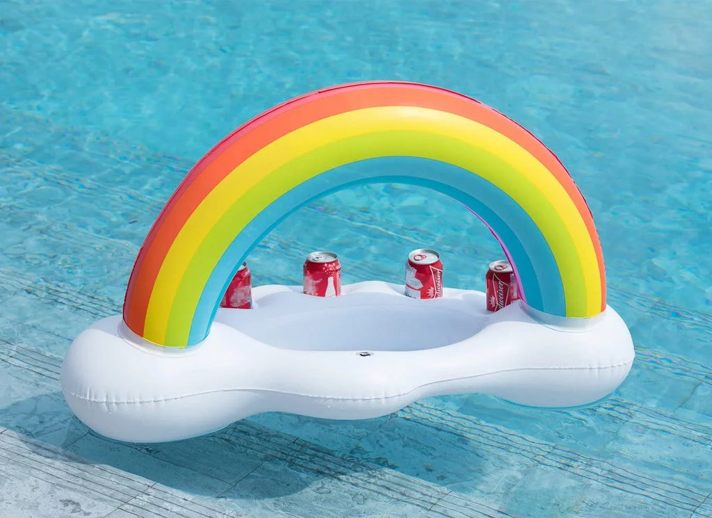 lnflatable Rainbow Cloud Drink Float, Large Capacity Pool Cooler Drink Holder Floating Beverage Salad Fruit Serving Bar Pool Float Party