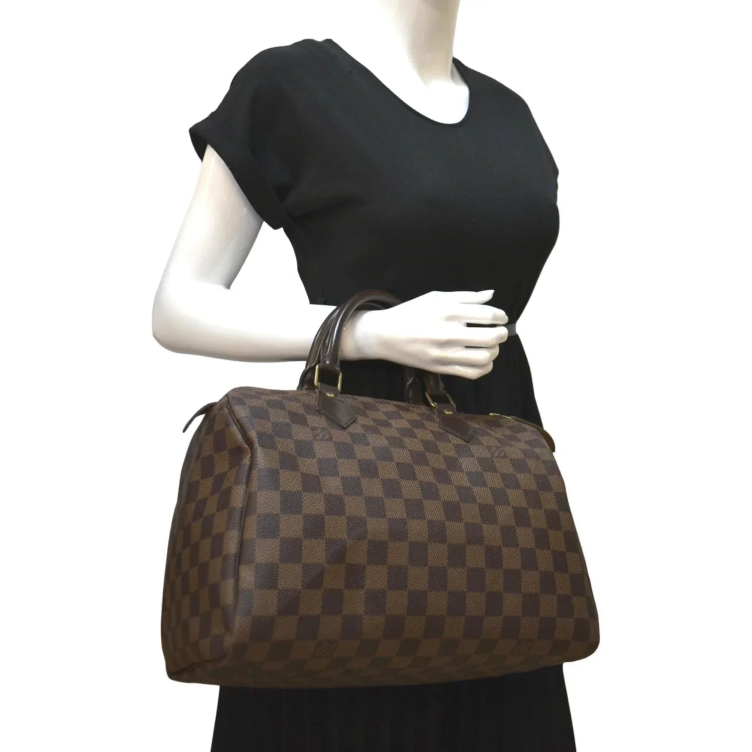 Pre-owned LOUIS VUITTON Speedy 25 Damier Ebene Satchel Bag Brown