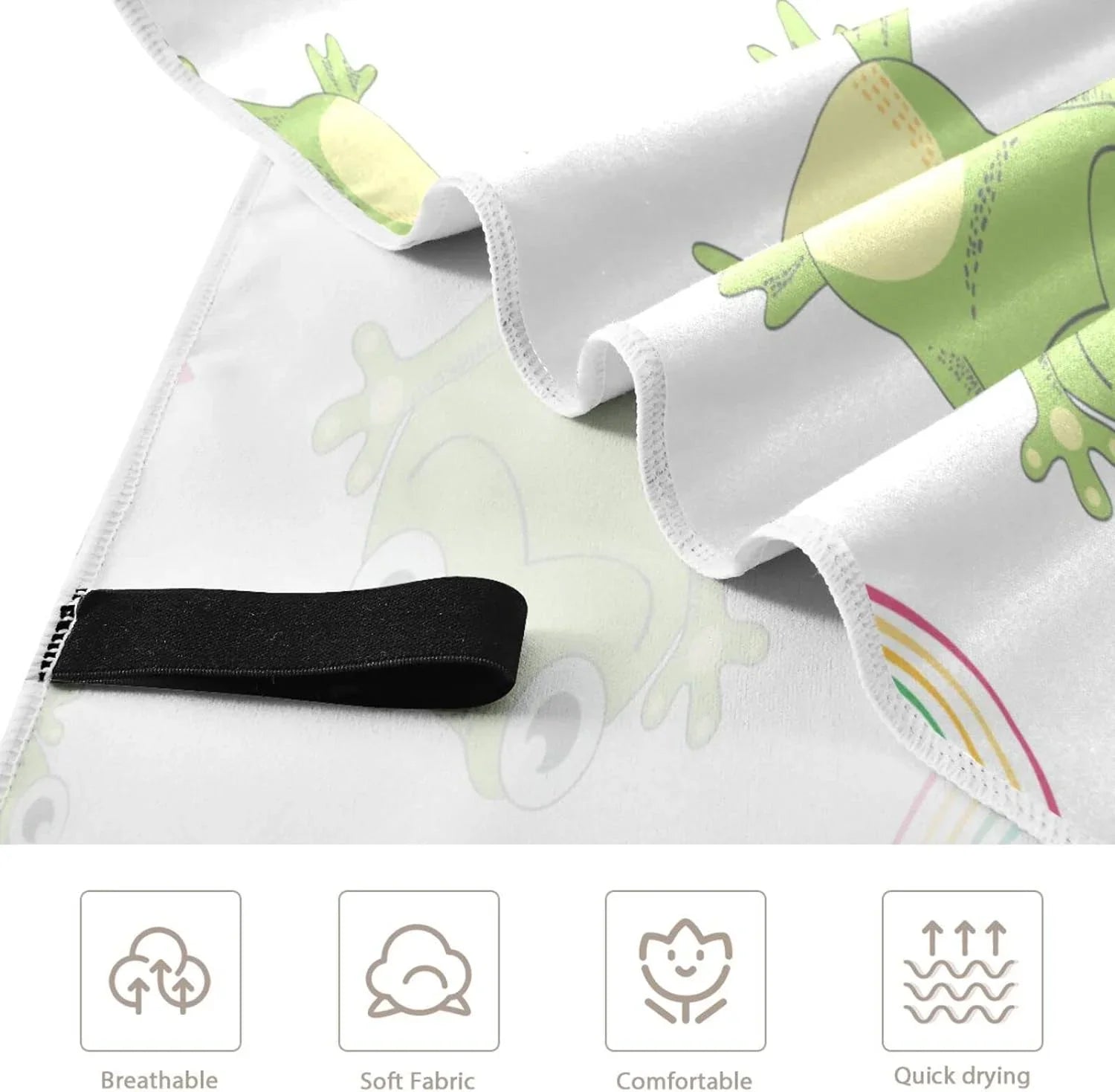 Bestwell Cartoon Frogs Beach Towel Oversized Towel Blanket, Thin Mass Microfiber Sand Free Quick Dry Towel, 31”X71” Multipurpose Pool Bath Yoga Swim Shower Towel