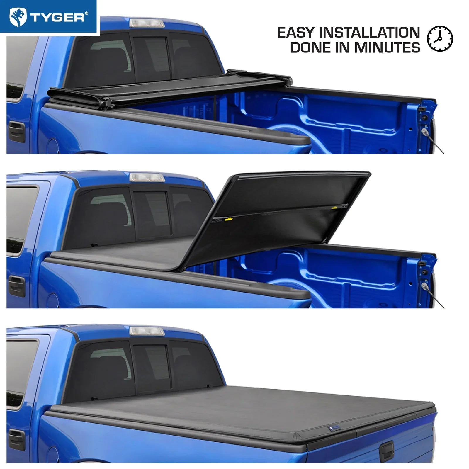 Tyger Auto T3 Soft Tri-fold Truck Bed Tonneau Cover Compatible with 2007-2013 Tundra | 6.5' Bed | TG-BC3T1033 | Vinyl