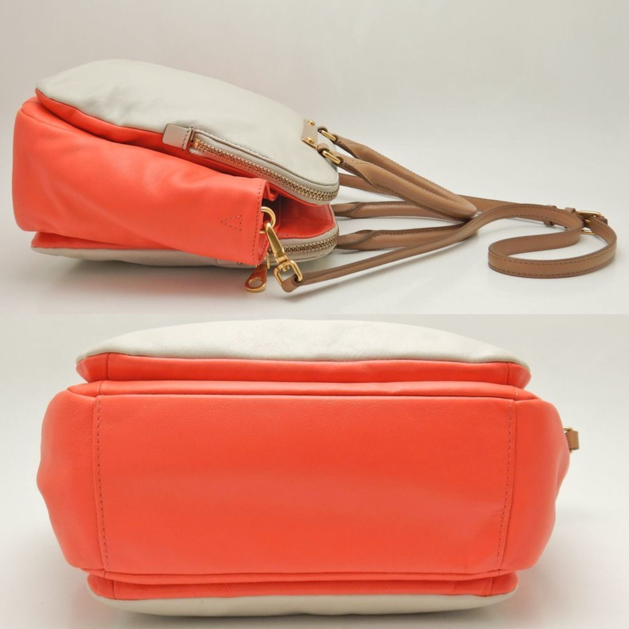 Pre-Owned MARC JACOBS M0001417A Handbag Leather Grey Orange 251616 (Good)
