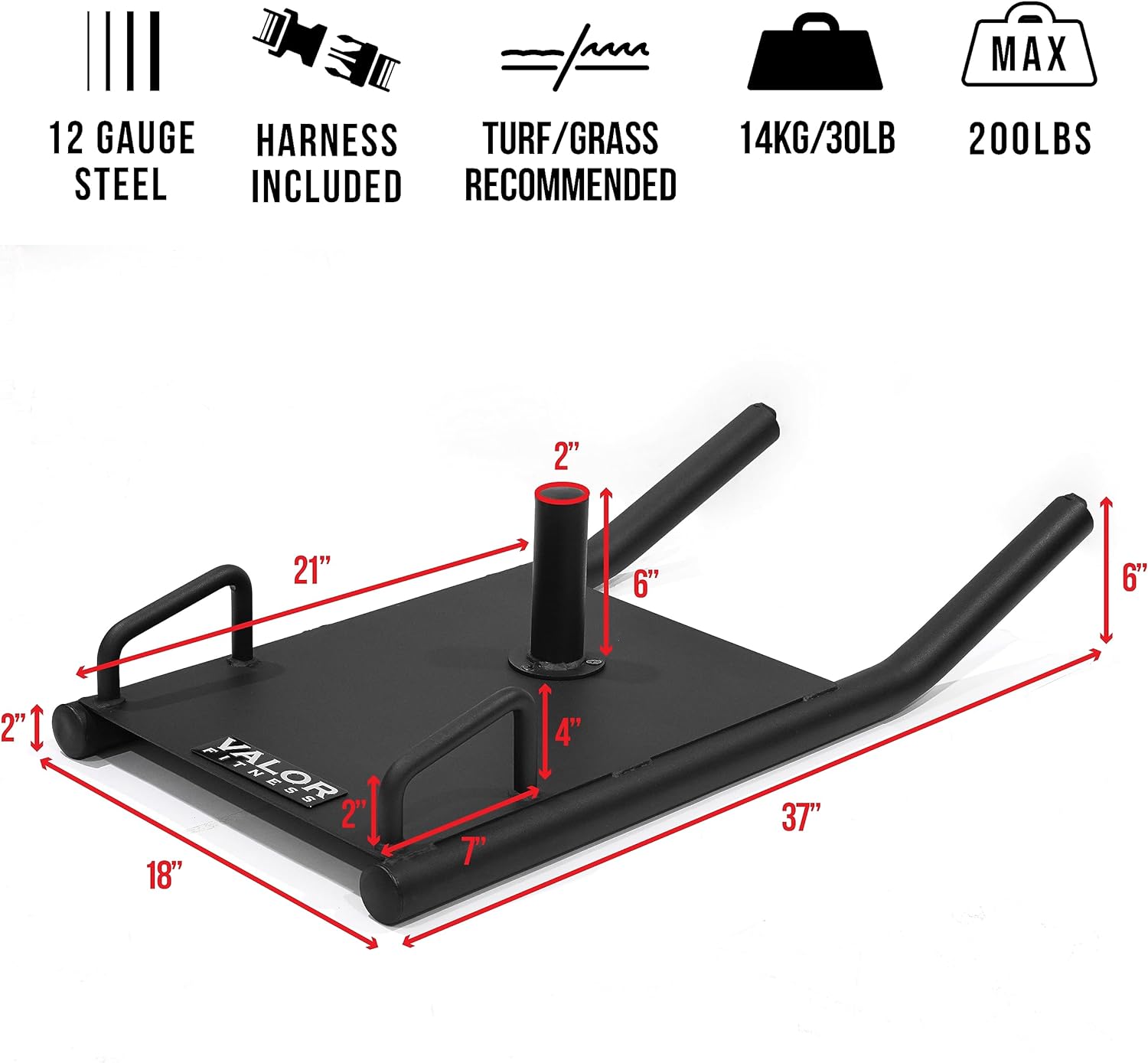Valor Fitness ES-SLED Agility Sled with Harness & Straps (Push, Pull, and Drag Sled)