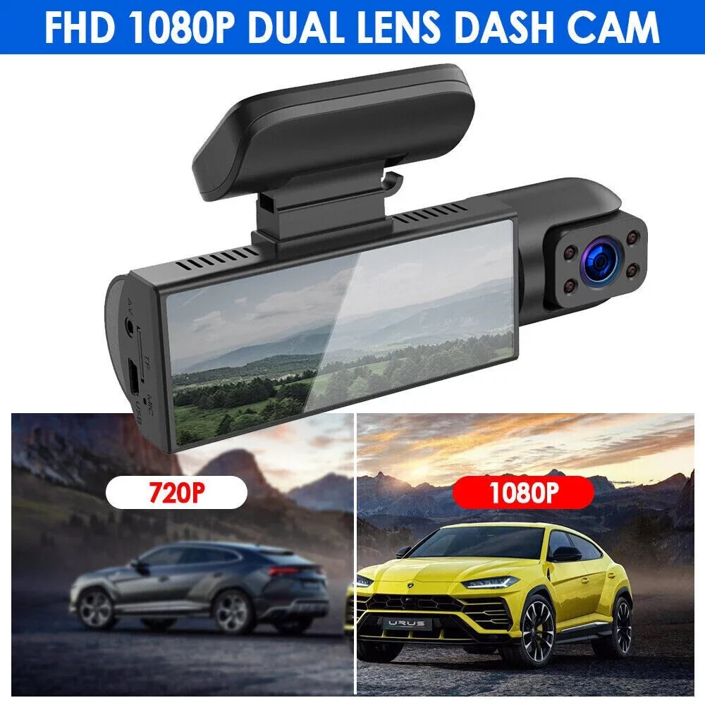 Jahyshow Car DVR Dash Cam Video Recorder G-Sensor Dual Lens Front 1080P w/ Interior Camera